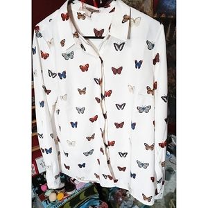 🦋NWOT Forever 21 Butterfly Button Up Blouse sz M